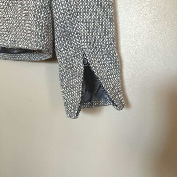 Talbots Cropped Tweed Julienne Metallic Wool Moto Jacket Grey Silver size 8 - Picture 8 of 11